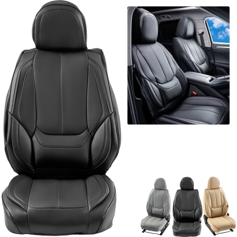 VEVOR stoelhoezen, universele autostoelhoezen voor de voorstoelen, 6-delige synthetisch leren stoelhoes, volledig omsloten ontwerp, verwijderbare hoofdsteun en geschikt voor airbags, auto's, SUV's en vrachtwagens