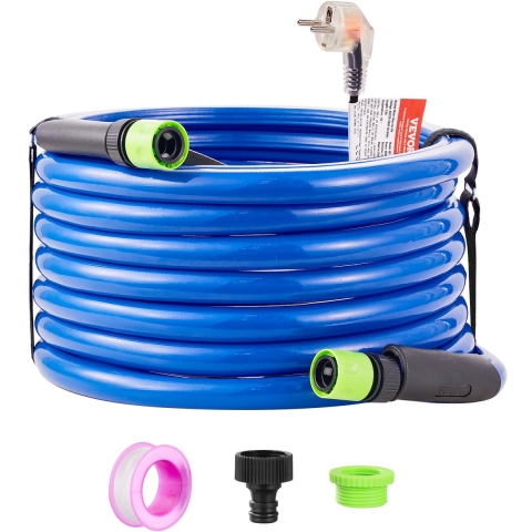 VEVOR 30ft verwarmde waterslang voor camper, verwarmde drinkwaterslang met vorstbeveiliging tot -45°F, automatisch zelfregulerend, 5/8" binnendiameter met snelkoppelingsset, lood- en BPA-vrij
