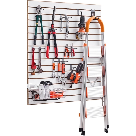 VEVOR Gereedschapswand 1220x1220x18 mm, MDF Garage Slatwall, Witte Wandorganizer, 11,3 kg Draagvermogen Slatwall Paneel met Koppelingsstructuur & DIY Zagen, Geschikt voor Opslag & Presentatie