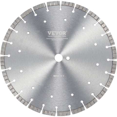 VEVOR Diamantzaagblad, 12 inch/300 mm betonzaagblad voor nat of droog werk, 0,47 inch/12 mm gegolfde tanden, diamantsegmentzaagblad, universele middengatdiameter 1 inch/25,4 mm, voor beton, cementplaat, tegels, bakstenen