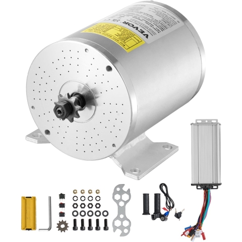 VEVOR 2000W borstelloze DC-elektromotorkit – 48V 4300 RPM elektromotor met verbeterde snelheidsregelaar en gashendelkit voor skelters, e-bikes, motorfietsen, scooters en doe-het-zelfprojecten