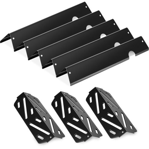 VEVOR 5 Flavorizer Bars (435 mm) + 3 Verwarmingsplaten (318 mm), Flavor Rails Vlamverdeler voor Weber Genesis ll 310 315 335 340, E/S 325s, ES/SX 325s, E/S 335, EX/SX/EPX-335 Grills, Dikkere Verwarmingsplaat