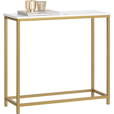 SoBuy Consoletafel - Wit Tafelblad - Gouden Frame - 80x75x30 cm - FSB29-G
