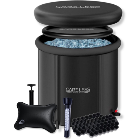 Care Less - IJsbad XL - Opvouwbare Badkuip - Zitbad - Dompelbad - 85CM - Inklapbaar en met Hoes - Inclusief Pomp en Afvoerslang - Zwembad - Bath Bucket - Zwart