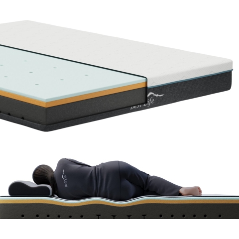 Best Life Matras 140x200 cm - Traagschuim & Koudschuim Matras - 18 CM - 3 Lagen
