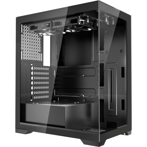 VEVOR PC Gaming-behuizing, mid-tower, gehard glazen paneel met hoge luchtstroom, stoffilter, 2x 120 mm ventilatoren, kabelbeheer, voor GPU's tot 360 mm lang, compatibel met ATX/M-ATX/ITX