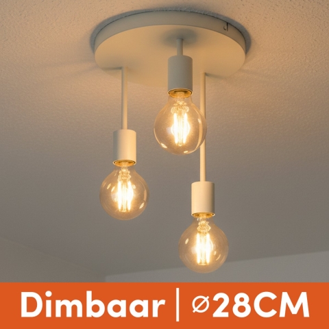 Nolt Plafondlamp Beige - Plafonniere - 3x E27 Lamp - Industrieel - Taupe - ⌀ 28cm