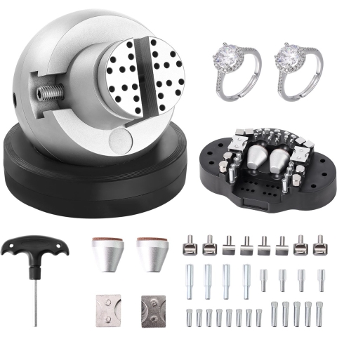 VEVOR Ball Vise, 5-inch graveergereedschap, 360° draaibare graveerblokbankschroef, 35-delige bevestiging, graveerblokgereedschap voor sieraden, standaardblok voor edelsteeninleg en kleine graveerwerkzaamheden