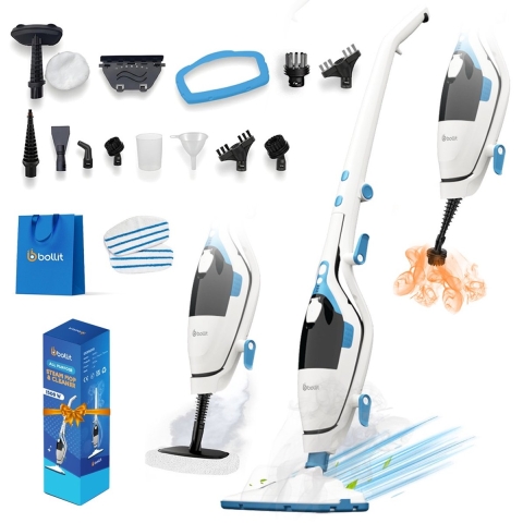 BOLLIT 16 in 1 Stoomreiniger 1500W - Handstomer - Tapijtreiniger - Vlekkenreiniger- Stoomreinigers - Handstoomreiniger - Vloerreiniger - Stoommop - Stoomdweil - Vloer, Bank, Badkamer, en Tapijt Reinigen