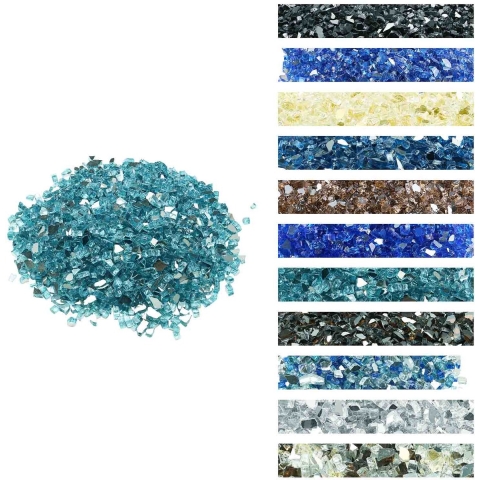 VEVOR Fire Glass, 9 kg hittebestendige glasstenen, 12,7 mm reflecterende vuurkorfglasparels, vuurkorfglasstenen, haardglas, vuurkristal, vuurkralen, voor gashaarden, aquablauw