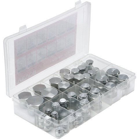 VEVOR 64-delige BSPP hydraulische fittingset, precisie hydraulische dop en plugset met schroefdraad, verzinkt staal, robuuste adapterset, dashboardmaten 04/06/08/10/12/16