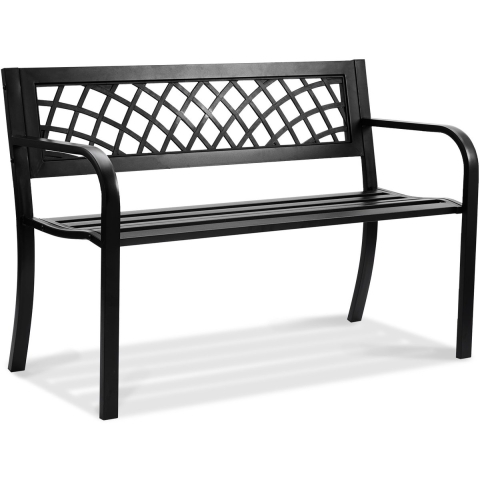 VEVOR Tuinbank Patiobank van metaal, 1163 mm Parkbank Rustbank Draagvermogen 218 kg, 3-persoons tuin- en parkbank met rugleuning en armleuningen, vintage bank voor tuin, park, tuin, veranda