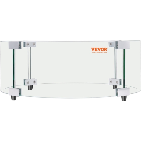 VEVOR Vuurkorf Windscherm 740 x 214 mm Rond Glazen Vlamscherm 6 mm Dik Vuurtafel Accessoire Transparant Gehard Glazen Vlamscherm voor Propaangas Buitenpatio Achtertuin