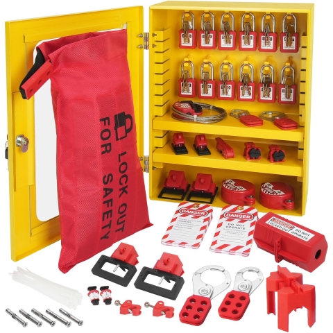 VEVOR Elektrische Lockout Tagout Kit, 59-delige Veiligheids Lockout Tagout Set met Hangsloten, Slotenhouders, Labels, Kabelbinders, Stekkervergrendeling, Vergrendelingen voor Stroomonderbrekers