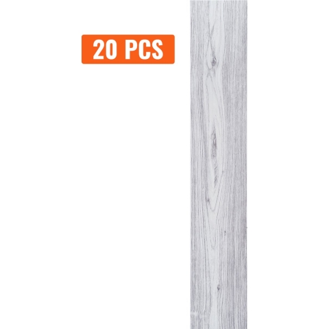 VEVOR zelfklevende vinylvloertegels, 91 x 15 cm, verpakking van 20, 0,6 cm dik, zelfklevend, lichtgrijze houtnerf, doe-het-zelfvloeren voor keuken, eetkamer, slaapkamer en badkamer