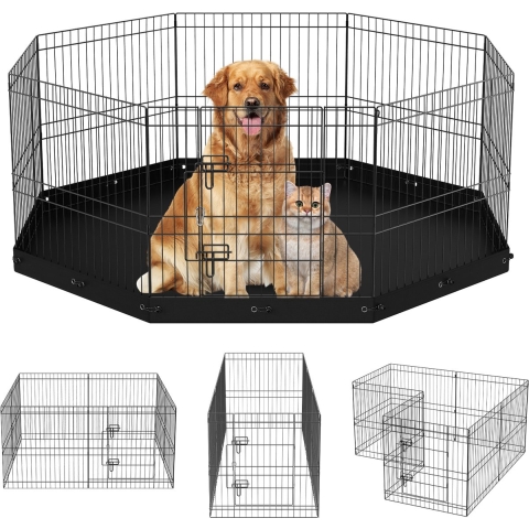 VEVOR Puppy Playpen 8-delige puppyren 609,6 cm hoog Hondenren met vloermat Gemaakt van 600D Oxford-stof Hondenren Gemaakt van Q235 Hondenren met vrije uitloop voor kleine en middelgrote huisdieren