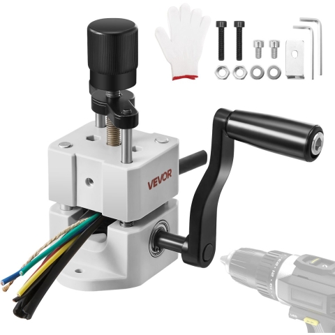VEVOR Kabelstripmachine, 1,5-25 mm, handmatige draadstripper met handzwengel of boormachine, 64Mn geharde messen, 45# stalen rollen, ABC & PC draadstripper, kabelstripmachine