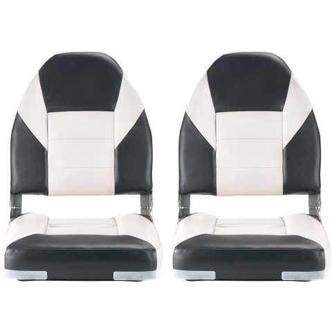 VEVOR 2-pack bootstoel met hoge rugleuning, opvouwbare visbootstoel met dikke sponskussen en waterdicht PVC-leer, scharnieren van aluminiumlegering, zwart en grijs