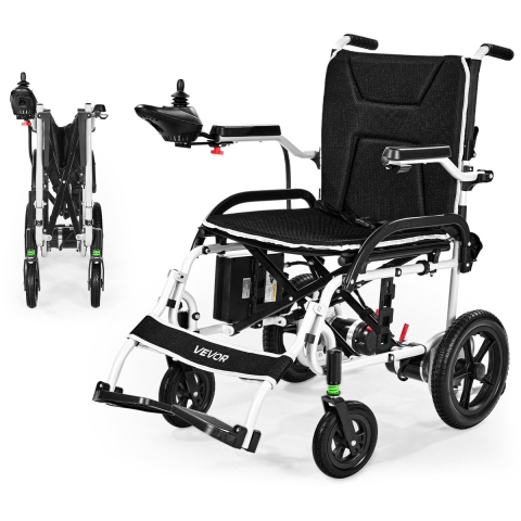 VEVOR Elektrische opvouwbare rolstoel, 19 km bereik, medische scooter met een laadvermogen tot 100 kg, elektrische rolstoel met 30,5 cm banden, voor senioren en gehandicapten, gemakkelijk te vervoeren