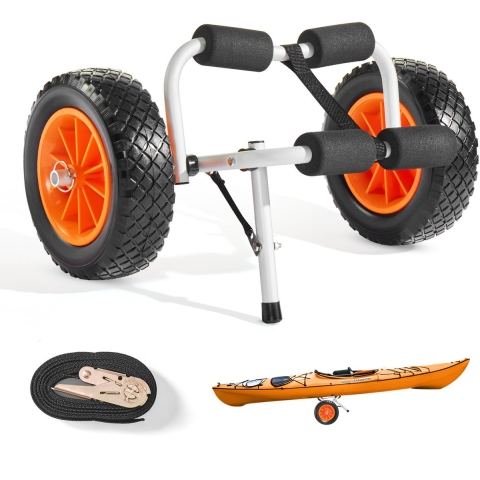 VEVOR Kajak Trolley, 90 kg, Opvouwbare kano-trolley met 25,4 cm massieve rubberen banden en 1 ratelband, Boot-trolley voor het vervoeren van kajaks, kano's, paddleboards, Jon Boats, 620x350x325 mm