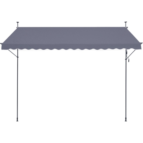 VEVOR Klemzonnescherm 400 x 120 cm, Balkonzonnescherm met handslinger, Zonnescherm, Terrasoverkapping, In hoogte verstelbaar van 218 tot 309 cm, Zonnescherm voor terras/balkon/tuin, Grijs