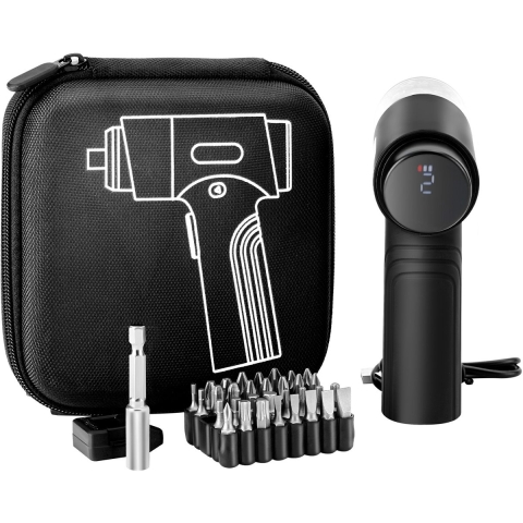 VEVOR Accuschroevendraaierset 0,5-5 Nm 2500 mAh Accu, Accuschroevendraaierset met 32 ​​Bits & Digitaal Display & LED-lampje & Type-C Oplaadfunctie, voor Elektrische Reparatie van Meubels Zwart