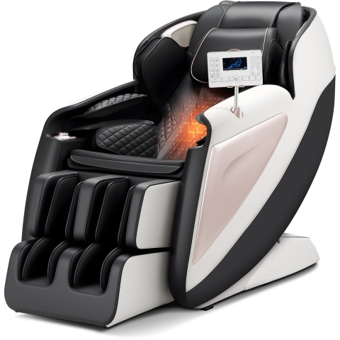 VEVOR Massagestoel Full Body Massagestoel Zero Gravity met SL-rail en 18 automatische standen, relaxstoel met verwarming en intrekbaar pedaal en 36 airbags, voetrol en LCD-scherm, massagestoel 3D-massage