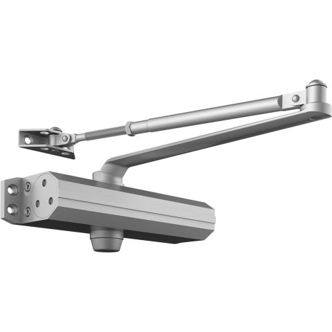 VEVOR deursluiter automatische poortsluiter voor commercieel of particulier gebruik voor deurgewichten tot 120 kg staafdeursluiter met hydraulische buffer behuizing van gegoten aluminium zilver