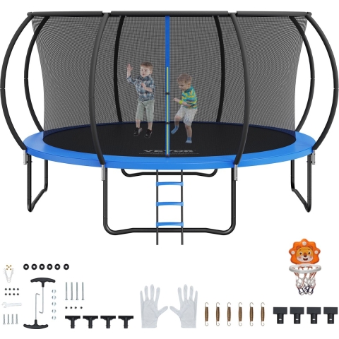 VEVOR Tuintrampoline 96 cm Ladderhoogte, Kindertrampoline voor binnen en buiten met een draagvermogen van 200 kg, Trampolines met 360° veiligheidsnet en schokdempend, Buitentrampolines voor kinderen en volwassenen