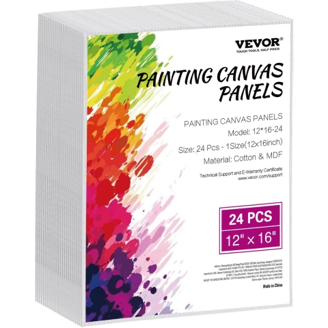 VEVOR Canvasborden (305 x 406 mm) voor schilderen, canvasset van 24 stuks van katoen, schildercanvasborden voor schetsen, acryl- en olieverfschilderen, aquarelschilderen, canvas voor professionals en beginners