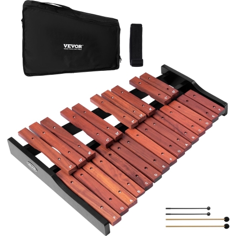 VEVOR Glockenspiel, 25 noten, professioneel houten xylofoon-percussie-instrument met 4 stokken, 1200D Oxford draagtas, ideaal voor het leren, oefenen en uitvoeren van popliedjes.