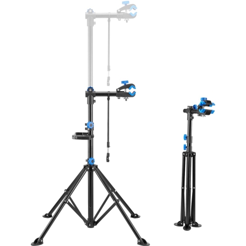 VEVOR Fietsreparatiestandaard Fietsmontagestandaard (draagvermogen 29,9 kg) met verstelbare hoogte van 835-1440 mm en magnetische gereedschapsbak, opvouwbare onderhoudsstandaard voor mountainbikes en racefietsen