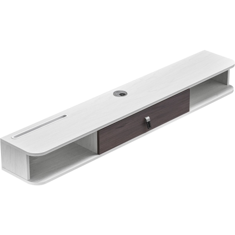VEVOR TV-meubel Hangende Muurbeugel, TV-meubel met Kabelgat, Zwevende TV-plank met Opbergruimte voor DVD-speler Kabelbox Gameconsole, Wandkast Draagvermogen 52 kg Wit 140 cm Lengte