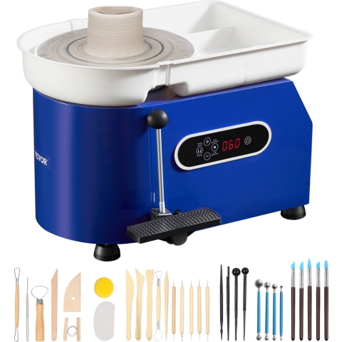 VEVOR Keramiek Draaischijfmachine 450W, Elektrische Draaischijfmachine 28cm 300RPM Draaischijfmachine, met pedaal en schortvormmachine, Geschikt voor beginners en liefhebbers