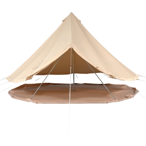 VEVOR Bell Tent 7 x 3,5 m Yurt Tent TC Katoen en Stevige Ijzeren Palen met een PVC Grondzeil Kampeertent 12 Persoons Familietent 12 Ramen Groepstent voor Buitenavontuur