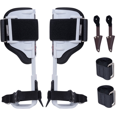 VEVOR Boomklimspikes, 1 paar aluminium klimsporen, draagvermogen 159 kg, boomklimuitrusting met banden en spikebeschermers, boomverzorgingsuitrusting voor klimmers, jacht, fruitplukken, wit