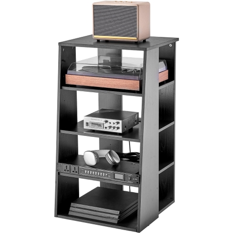 VEVOR 5-laags mediastandaard, mediastandaard voor dvd-spelers/kabelboxen/gameconsoles, audiocomponentkast, stereocomponentkast, in hoogte verstelbare media-opslagkast