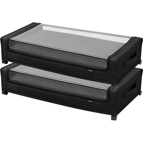 VEVOR Opbergtas voor onder het bed van Oxford-stof, 2 stuks oprolbaar (770 x 470 x 173 mm), opbergvak voor onder het bed met transparant deksel, mobiele opbergdoos voor kleding en schoenen