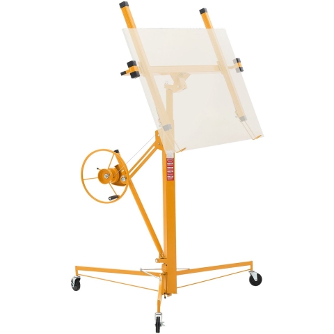 VEVOR Gipsplaatlifter met verstelbare telescopische arm, 68 kg draagvermogen, 3353 mm hoogte, gipsplaatlifter, paneellifter, takel, gereedschap, voor plafond- en wandmontage (geel)