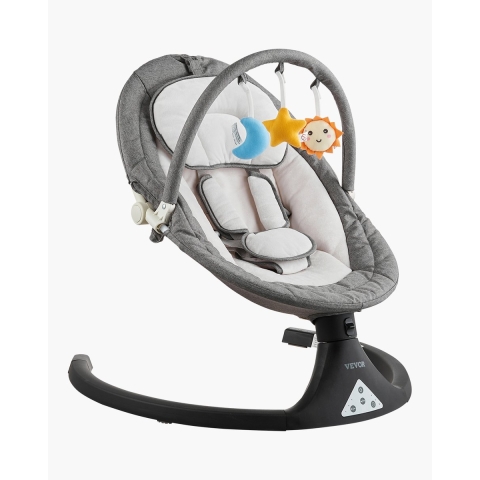 VEVOR Babyschommel, wipstoel met 5 versnellingen, 3 zitposities, babyligstoel met PVC-touchscreen, afstandsbediening, Bluetooth, 10 liedjes en speelstang voor kinderen van 0-9 maanden/0-9 kg