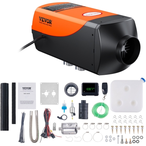 VEVOR Lucht-dieselverwarming Standkachel 12&24V 2KW, Lucht-dieselverwarming Dieselstandkachel Luchtverwarmer, 0,12-0,26 l/u. Dieselverwarming met LCD-scherm en afstandsbediening voor voertuigen, vrachtwagens, auto's, bussen, enz.