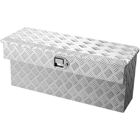 VEVOR Gereedschapskist voor vrachtwagenbak, aluminium opbergdoos met profielpatroon, opbergorganizer met slot en sleutel, ideaal voor vrachtwagens, pick-ups, campers, aanhangers, 864x305x390 mm