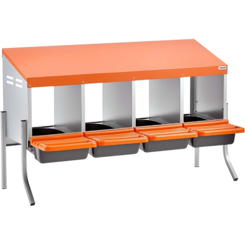 VEVOR Legnest 1060x525x675 mm, 4 compartimenten, metalen kippennest met steunpoten en ventilatiegaten, oprolbaar nest, ideaal voor hennen, eenden, kippen en ander gevogelte.