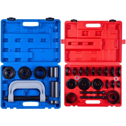 VEVOR lagerpersset 10+24-delig, 2-in-1 kogelgewrichtpers & wiellagertrekkerset, afdichtingsdriverset met 13 bussen, C-frame en hulzen, robuuste demontage- en installatieset met koffer
