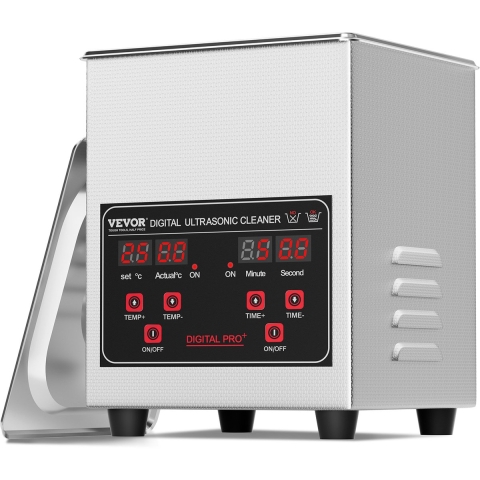 VEVOR Ultrasoonreiniger 1,3L Professionele 60W Reinigingsmachine met Timer en Verwarming, Digitale 40kHz Ultrasoonreiniger met Mand voor Horloges, Brillen, Sieradenhouder, Industriële Onderdelen, Gereedschap, Brillen