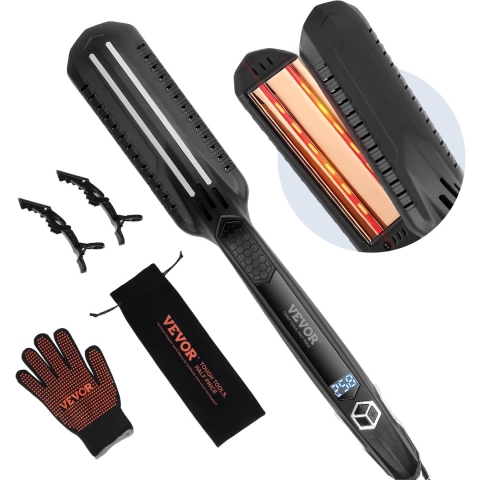 VEVOR stijltang, ca. 3,8 cm stijltang, dubbele infrarood stijltang met lcd-scherm en 19 temperatuurstanden - 99°C tot 230°C, voor gebruik in de salon, thuis of onderweg