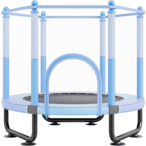 VEVOR Kindertrampoline Buitentrampoline Mini Leisure Trampoline 1545 mm voor peuters met veiligheidsnet en basketbalring, verjaardagscadeau Kerstspeelgoed voor kinderen vanaf 3 jaar Blauw