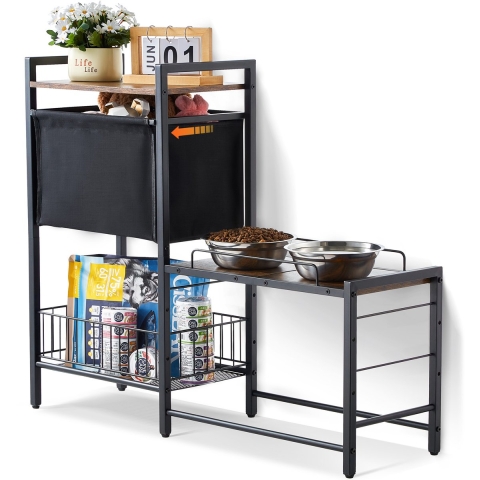 VEVOR voerstation 92 x 27 x 75 cm, verhoogde hondenbakken, verhoogde standaard voor hondenbak, voerbak, hondenbakstandaard, bakhouder met planken, hondenstang voor grote, middelgrote en kleine honden