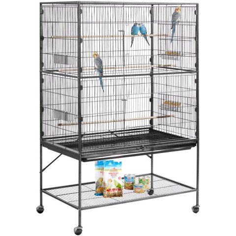 VEVOR Vogelkooi, 930x580x1510 mm, smeedijzeren volière met zitstokken, voerbak en plastic voerbakjes, vogelhuisje voor koolmezen, valkparkieten, kanaries en monniksparkieten.
