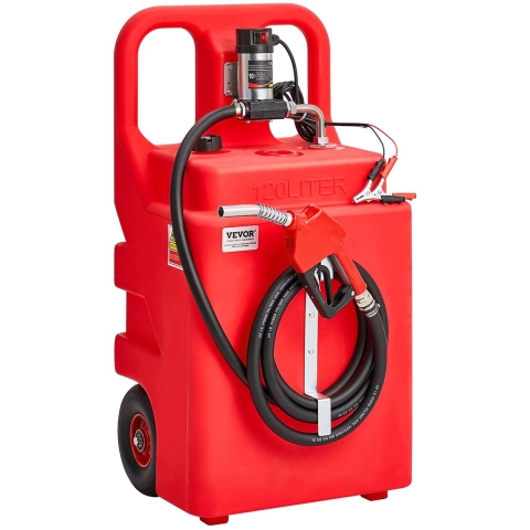 VEVOR brandstoftrolley, 121 liter, brandstofkanister met 12V DC brandstofovervoerpomp, 3,96 m afvoerslang en sproeier, brandstoftank voor motorboten, terreinwagens, generatoren, diesel en kerosine.